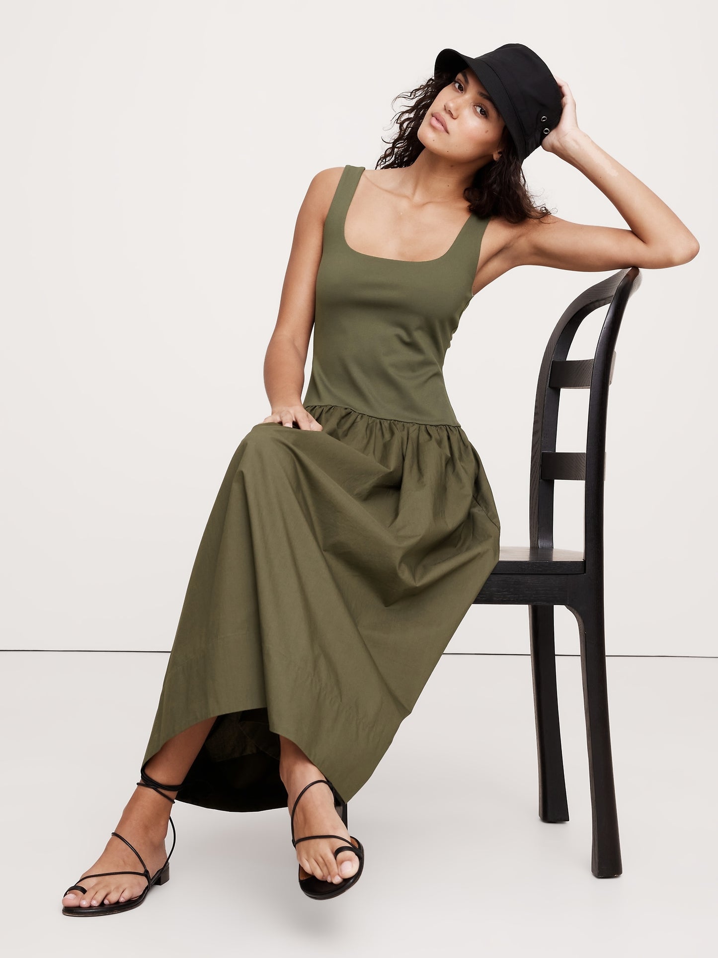 Drop-Waist Midi Dress