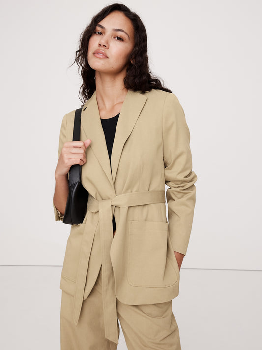 Relaxed Drapey Belted Blazer