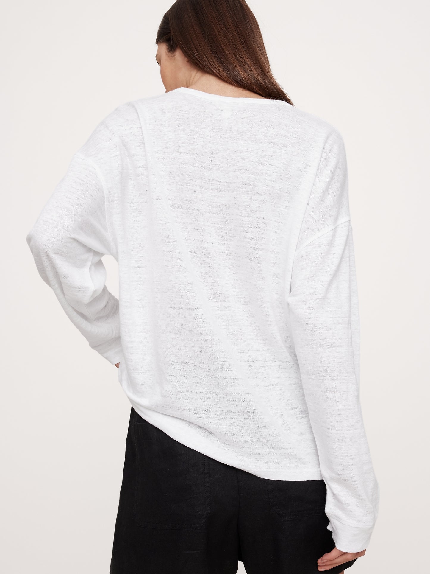 Linen Long-Sleeve Dolman T-Shirt