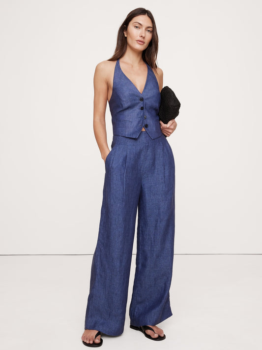 High-Rise Linen Wide-Leg Pant