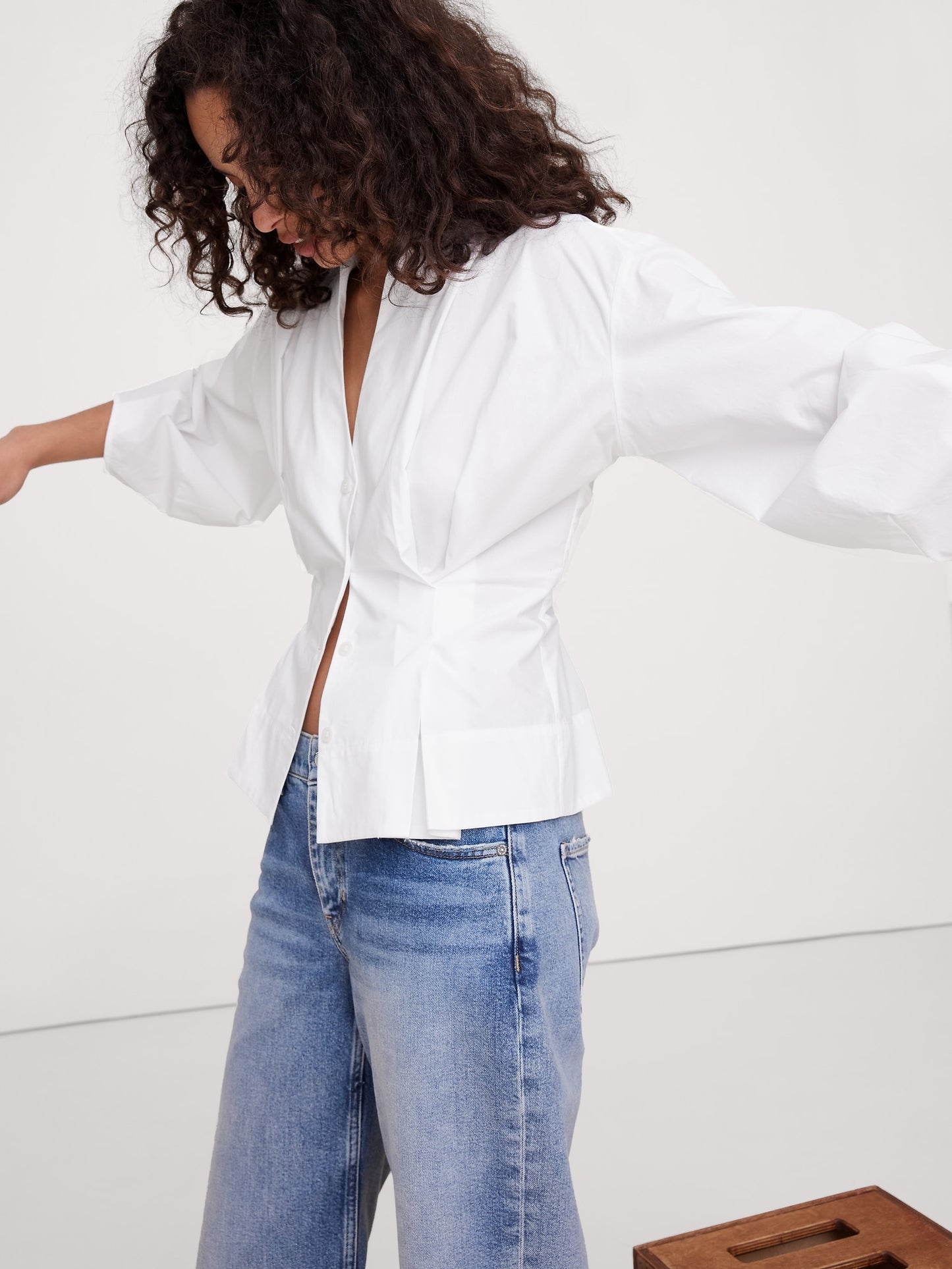 Poplin Cinched-Waist Shirt